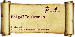 Polgár Aranka névjegykártya